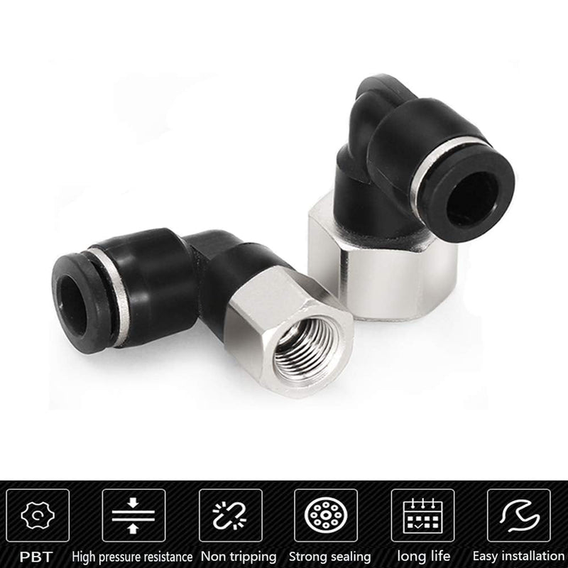 [Australia - AusPower] - Jienk 5PCS Pneumatic Female Elbow 1/4" Tube OD x 1/8" NPT Thread Push to Connect Air Fittings, 90 Degree NPT Female Nickel Plated Brass Air Line Quick Connector for Air Compressor 1/4" OD x 1/8" NPT Female 