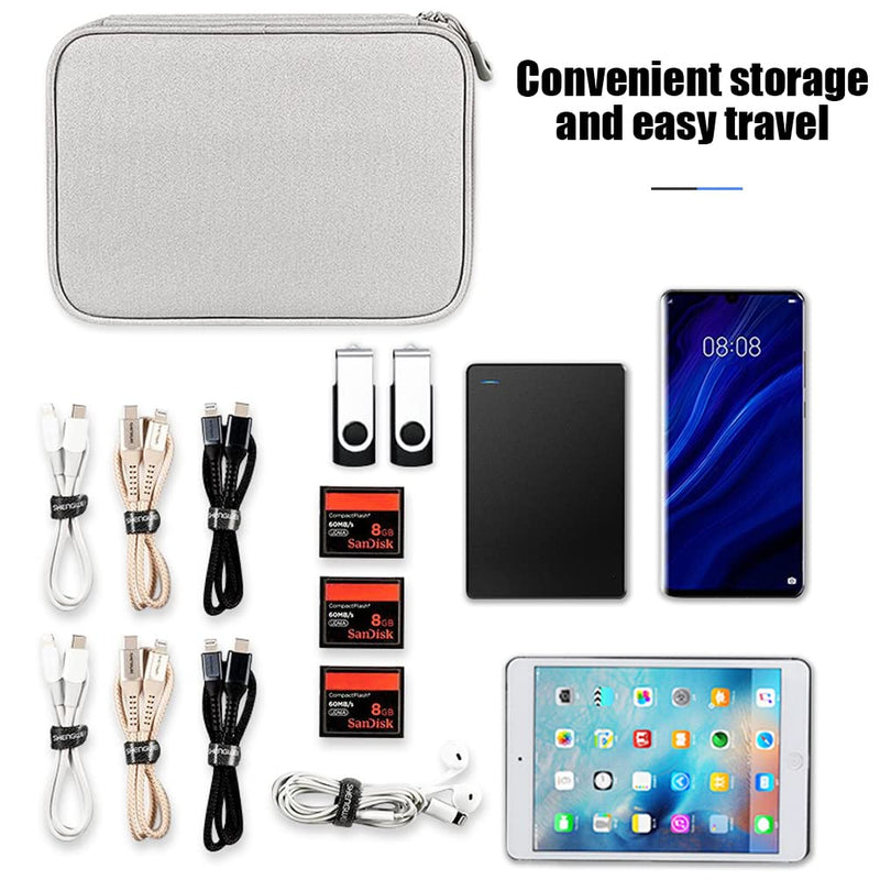 [Australia - AusPower] - HOCAO YIGO Electronics Travel Organizer, Cord Organizer Electronic Accessories Portable Waterproof Bag for Certificates, Cable, Cord, Charger, Phone, Earphone (L-White) L-White 