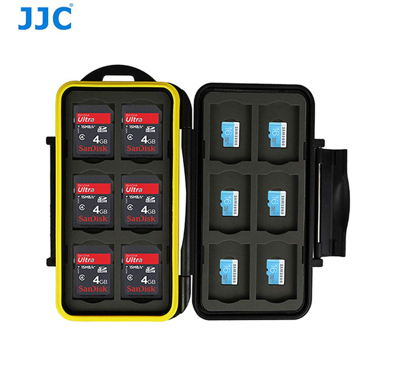 [Australia - AusPower] - JJC MC-SDMSD24 Ruggard SD Card Case, Micro SD Card Case, Water-Resistant Case for SD Micro SD Cards, Rubber Sealed Ergonomic Locking Easy Carrying Memory Card Case Fits 12 SD 12 Micro SD Cards Black SD Card + Micro SD Card 