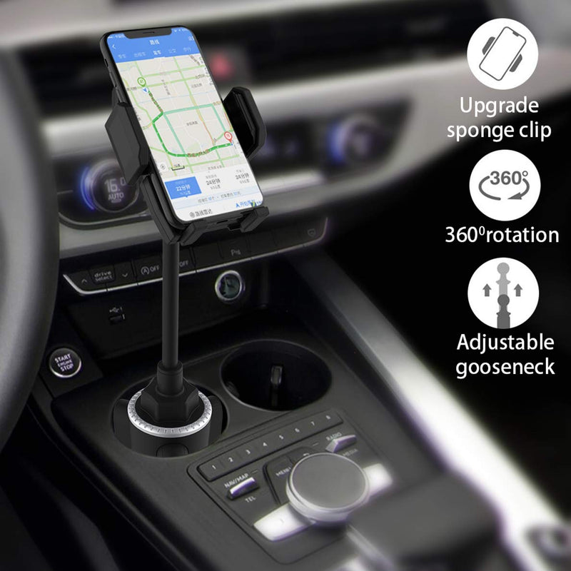 [Australia - AusPower] - Cup Car Phone Mount,DHYSTAR Universal Cell Phone Holder Cradle Bracket for Car,Golf Cart,Truck,Automobile Cups,Fits Most Smartphones,8" Long Arm Gooseneck,Adjustable & 360 Rotation 