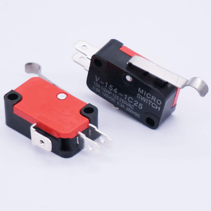 [Australia - AusPower] - Twidec/6Pcs Micro Limit Switch Long Hinge Bending Lever Arm SPDT Snap Action Switch for Arduino V-154-1C25 