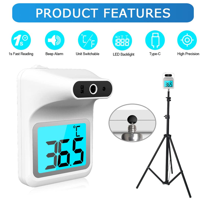 [Australia - AusPower] - Wall Mounted Thermometer, GEKKA Forehead Thermometer for Adults Non-Contact, Digital No Touch Wall Mount Infrared Thermometers with LCD Display Fever Alarm for Public Place Self-Testing 