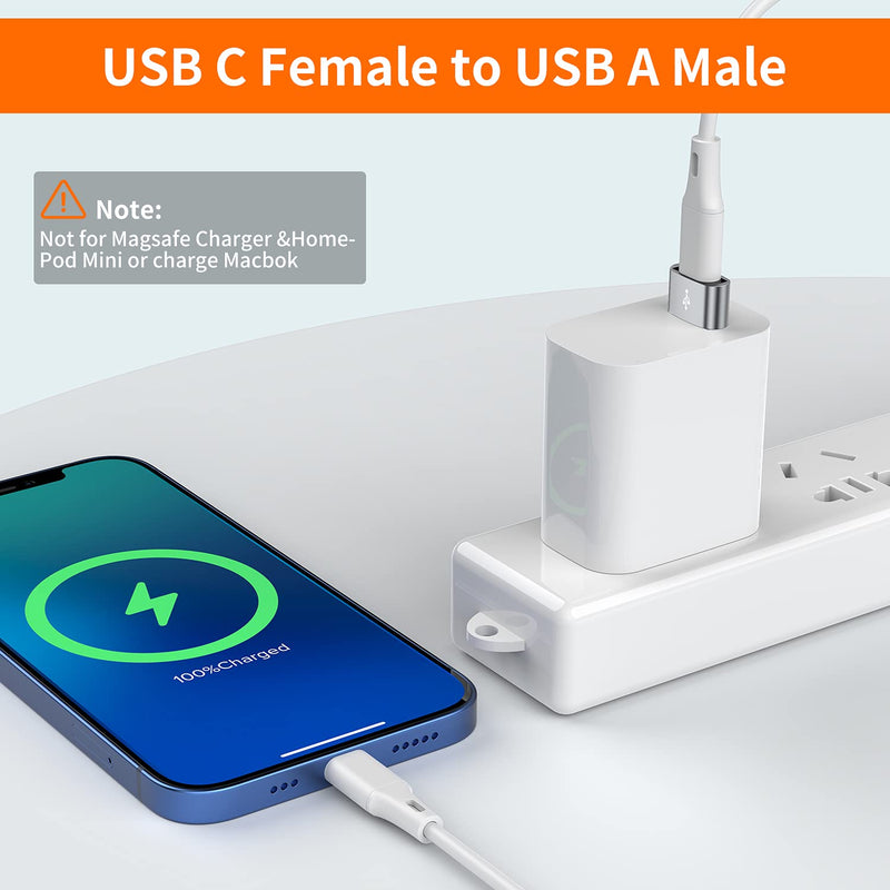 [Australia - AusPower] - USB C Female to USB Male Adapter (4-Pack),JXMOX Type C to USB A Charger Cable Adapter,Compatible with iPhone 11 12 13 Mini Pro Max,iPad 2021,Samsung Galaxy Note 10 S21 S20 Plus,Google Pixel 5 4 3 XL 