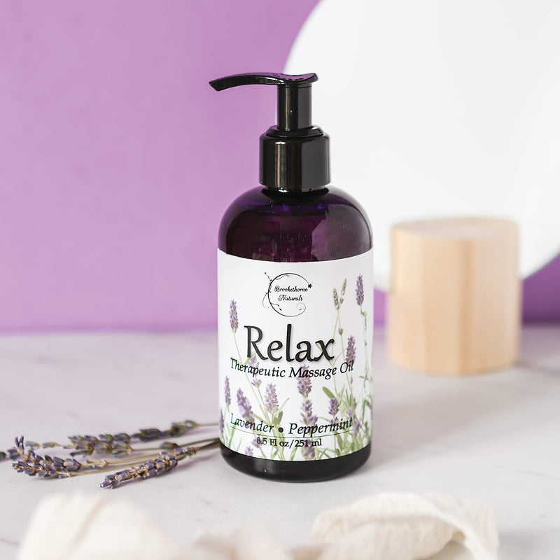 [Australia - AusPower] - Relax Therapeutic Body Massage Oil - with Best Essential Oils for Sore Muscles & Stiffness – Lavender, Peppermint & Marjoram - All Natural - with Sweet Almond, Grapeseed & Jojoba Oil 8oz 