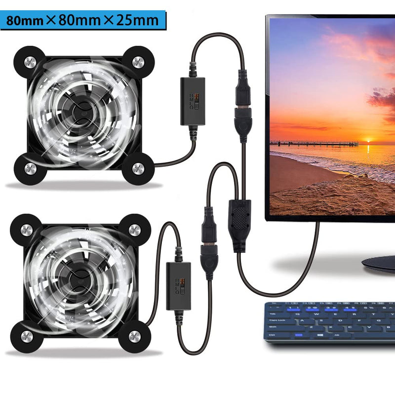 [Australia - AusPower] - NewHail 2PCS 80mm Mini USB Fan Computer Fan Multi-Speed Control, Reduction Heat for Router, Game Console,Xbox, TV Box, Recipient, Modem, DVR, Playstation, AV-Cabin 