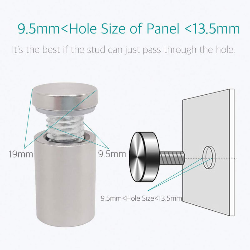 [Australia - AusPower] - Lantee 20 Pcs Silver Tone Stainless Steel 19 x 30mm Standoff Hardware Mounts Screws for Glass 
