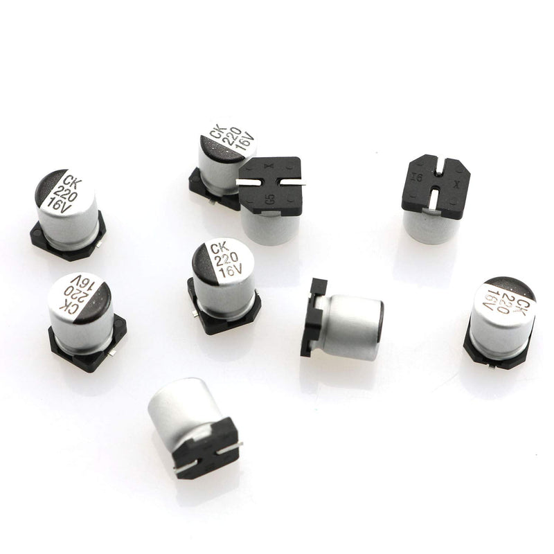 [Australia - AusPower] - Tegg Capacitor 10PCS 220uF 16V 20% SMD Aluminium Electrolytic Capacitors for Arduino 