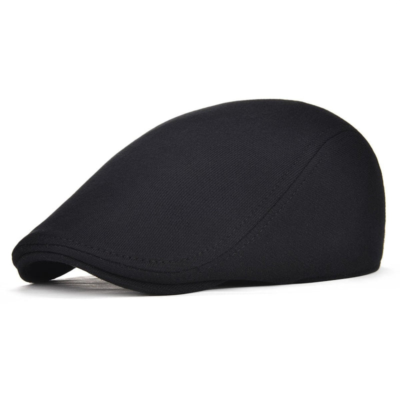 [Australia - AusPower] - FEINION 2 Pack Men Cotton Newsboy Cap Soft Fit Cabbie Hat Black/Dark Grey 