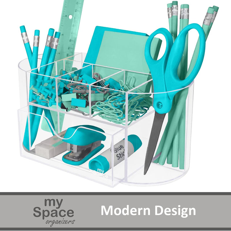 [Australia - AusPower] - Desk Organizer Pen Holder Acrylic for Office Supplies and Desk Accessories Clear Office Organization Desktop Organizer for Room College Dorm Home School (Clear) 