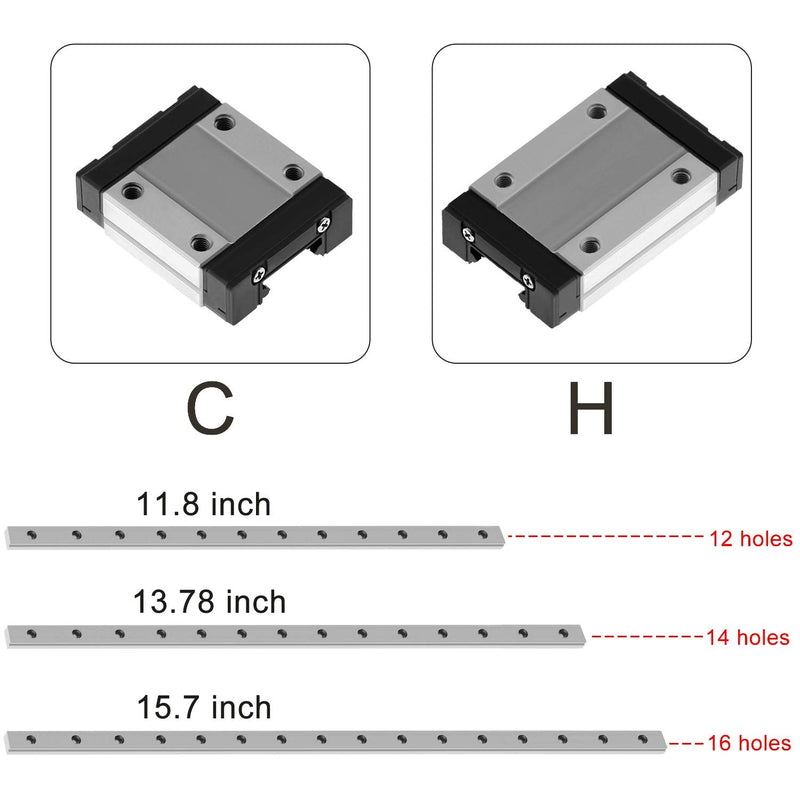 [Australia - AusPower] - Twotrees MGN12H 300mm Linear Rail Guide Linear Sliding Guideway with 1pcs Linear Bearing Sliding Block for 3D Printer and CNC Machine(H-Type,Black) MGN 12H-Type 