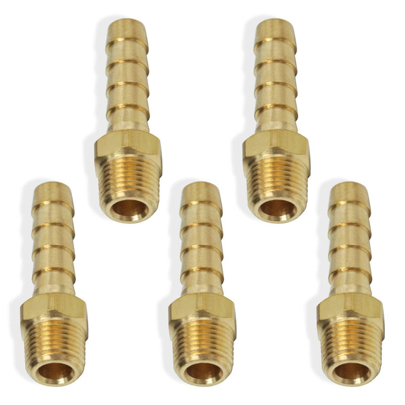 [Australia - AusPower] - Boeray Hose Barb Fittings 1/4 Inch Barb to 1/8 Inch NPT Male Thread Air Hose Fitting Adapter Pack of 5 1/4" Barb to 1/8" 