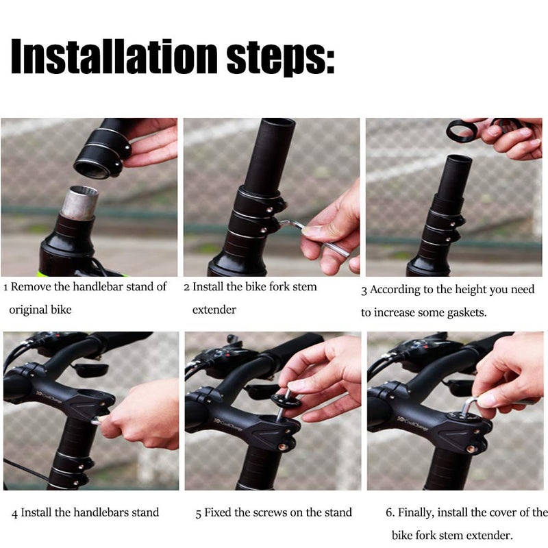 [Australia - AusPower] - ZUKKA Bike Fork Stem Extender,Bicycle Handlebar Stem Riser,Adjustable Bike Stem Riser,Aluminium Alloy Head Up adapter1-1/8 inches Bike Neck Extender black 