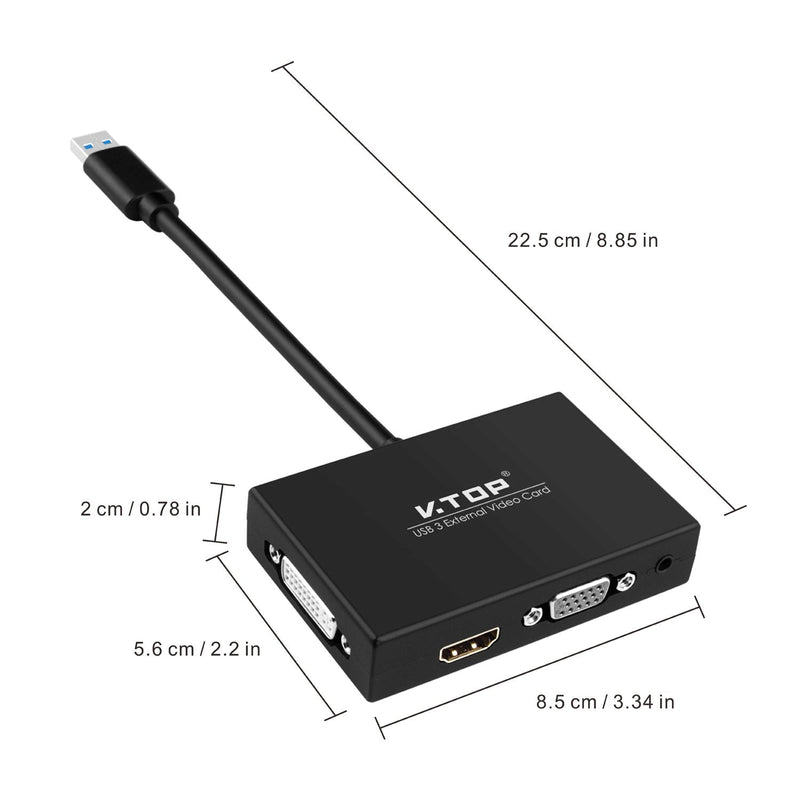 [Australia - AusPower] - USB 3.0 to HDMI-DVI-VGA Video Graphics Card Adapter for Multiple Monitors-Add HDMI and DVI-D or HDMI and VGA (Compatible for Windows 10, 8.1, 7, XP) USB 3.0 to HDMI-DVI-VGA 