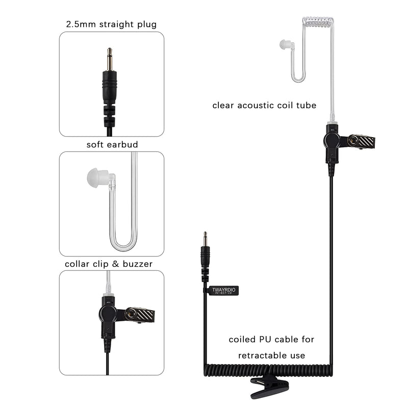 [Australia - AusPower] - 2.5mm Receiver and Listen Only Surveillance Headset Clear Acoustic Earpiece with One Pair Medium Earmolds for Two-Way Radios, Transceivers and Radio Speaker Mics Jacks 