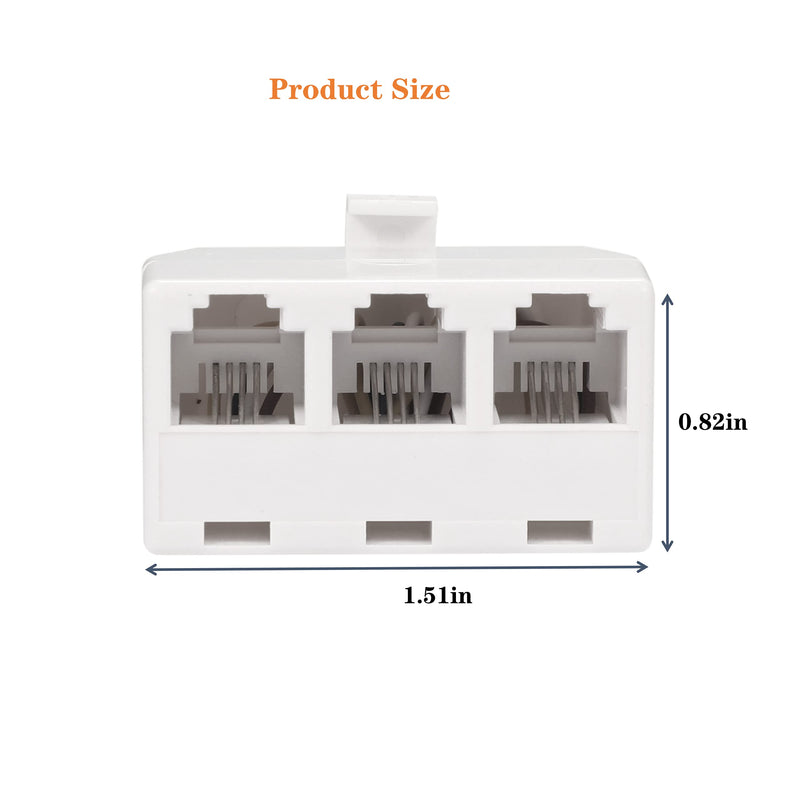 [Australia - AusPower] - Duplex Jack Phone Wall Adapter-1 to 2 Modular Wall Jack Phone Line RJ11 Converter Adapter Splitter for Home Office ADSL DSL Fax Model Cordless Phone System (3 Way Splitter(3Pack) 3 Way Splitter(3Pack) 