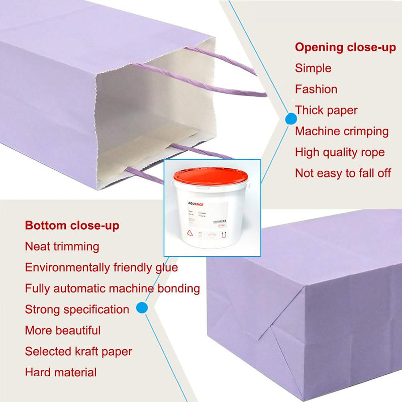 [Australia - AusPower] - AZOWA Gift Bags Large Kraft Paper Bags with Handles (9.8 x 7.5 x 3.9 in, Light Purple, 25 Pcs) Medium (Pack of 25) 