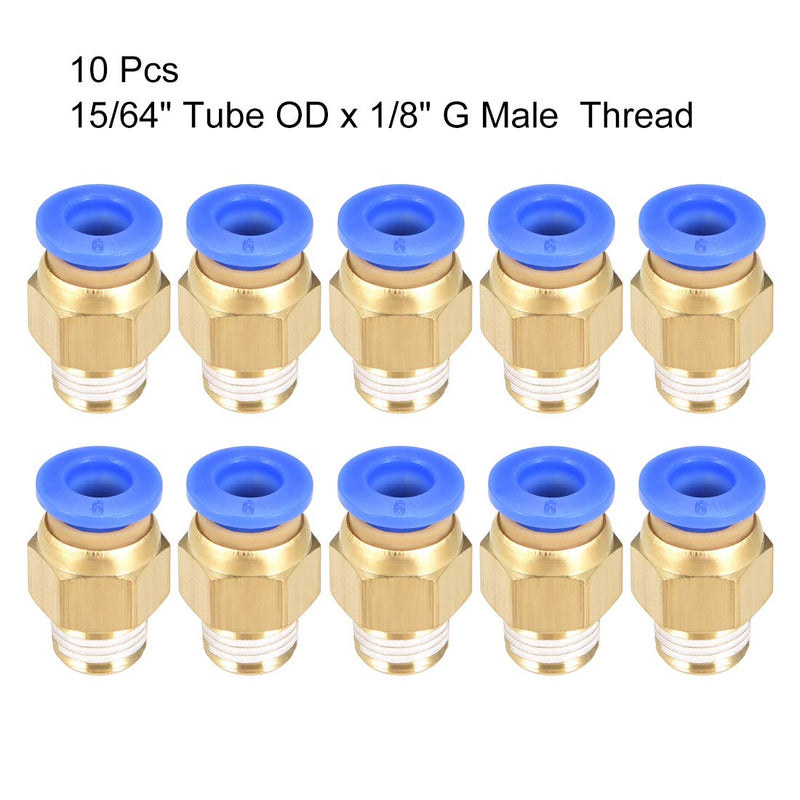 [Australia - AusPower] - uxcell Straight Pneumatic Push to Quick Connect Fittings G1/8 Male x 6mm Tube OD 10pcs 