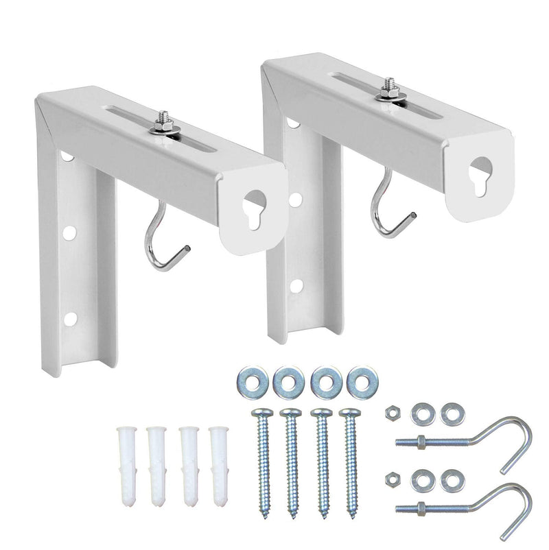 [Australia - AusPower] - Mount-It! Projector Screen Wall Mount L-Brackets - Wall Hanging Bracket For Home Projector and Movie Screens, 6 inch Adjustable Mounting Hooks for Projection Screen, 1 Pair, White, 66 Lb Capacity Each 