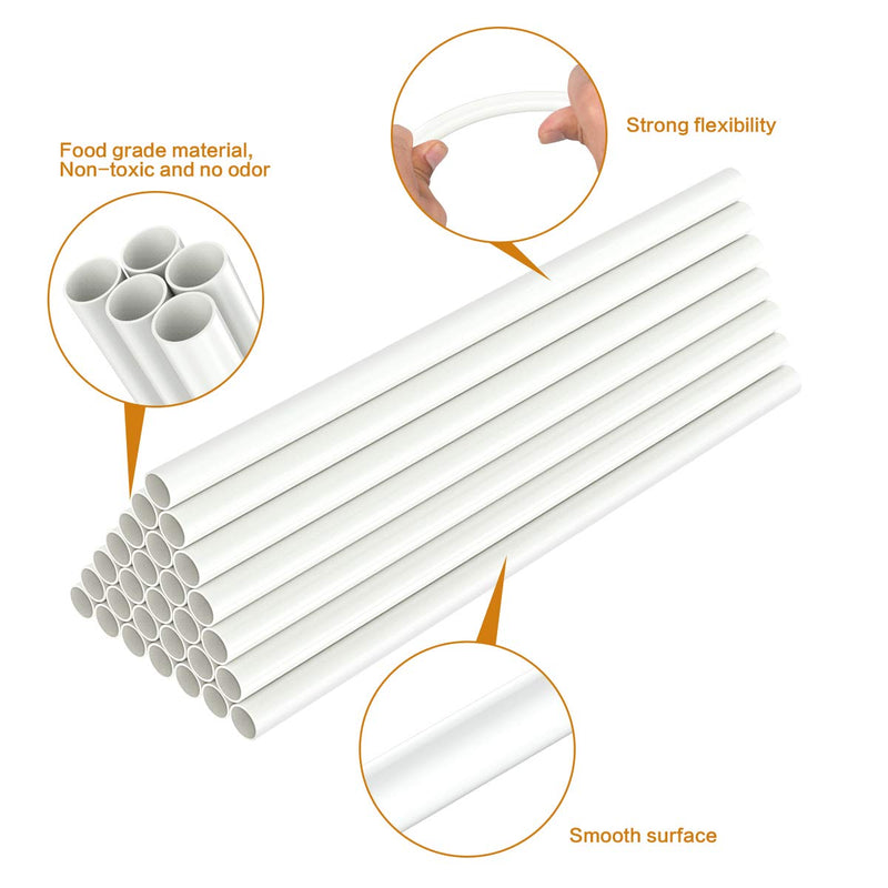 [Australia - AusPower] - White Plastic Cake Dowel Rods for Tiered Cake Construction and Stacking Supporting Cake Round Dowels Straws with 0.4 Inch Diameter (9.5 Inch) 9.5 Inch (10 PCS) 