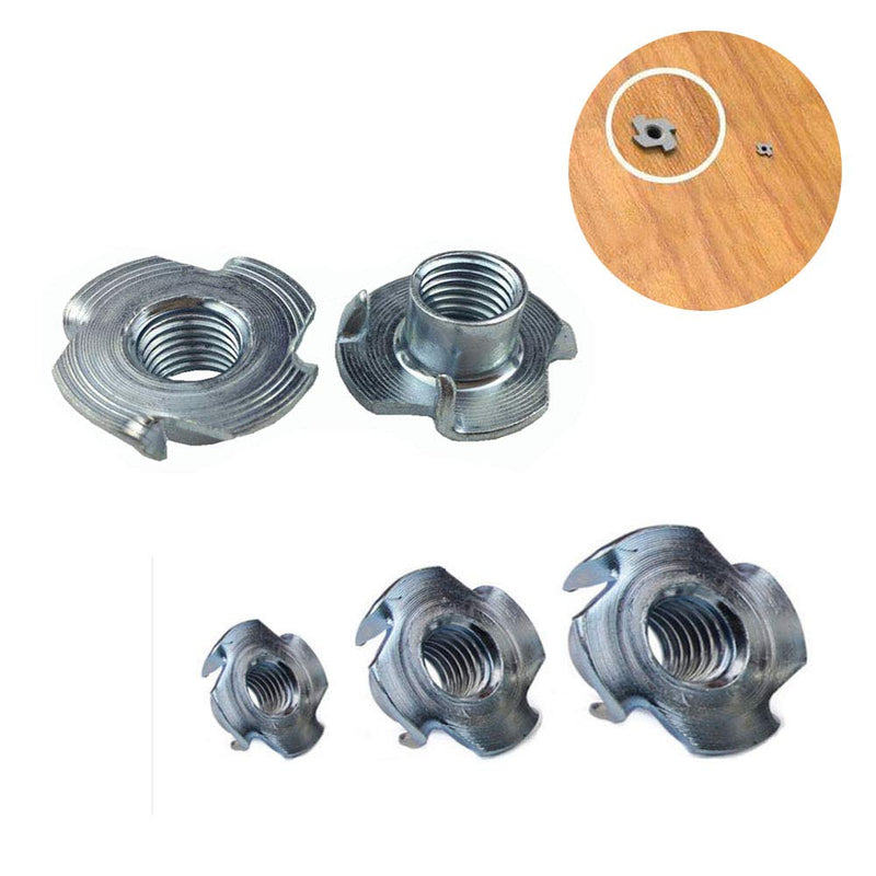 [Australia - AusPower] - T-Nut 1/4"-20,5/16"-18, 3/8"-16, (100 Pack) 4 Pronged Tee Nut Assortment Kit,for Rock Climbing Holds, Wood, Cabinetry, etc. 