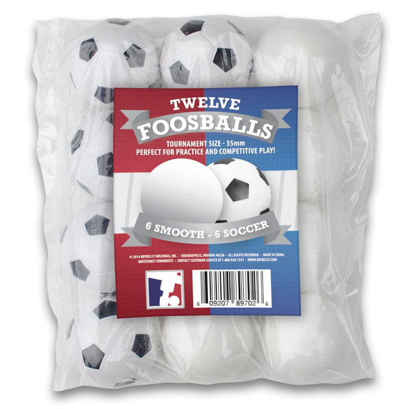 [Australia - AusPower] - 12 Pack of Mixed Foosballs – for Standard Foosball Tables & Classic Tabletop Soccer Game Balls (6 Black & White Soccer) (6 Smooth White) by Brybelly 