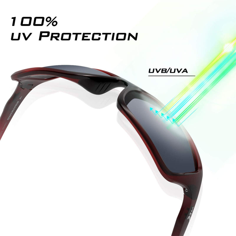 [Australia - AusPower] - KastKing Alanta Polarized Sport Sunglasses for Men and Women, Ideal for Driving Fishing Cycling and Running,UV Protection Frame:gloss Black&purple / Lens:smoke 