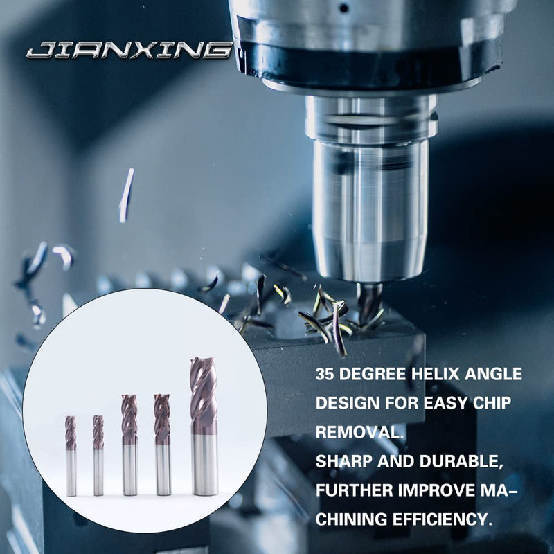 [Australia - AusPower] - JIANXING 1mm 1.5mm 2.5mm 3.5mm Carbide Square End Mill Set,4 Flute Cutting Tools,HRC 55 Deg,Tialn Coating，Straight Shank Square Nose End Mills Cutter,CNC Router Bits,Widely Used in Alloy Steels/Hardened Steels(1 Set) 1set (1mm1.5mm2.5mm3.5mm) 