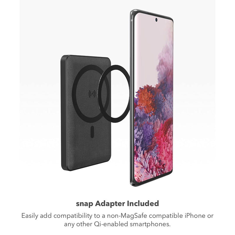 [Australia - AusPower] - mophie snap+ juice pack mini - Magnetic and portable wireless charger containing a 5,000mAh internal battery. - Black 