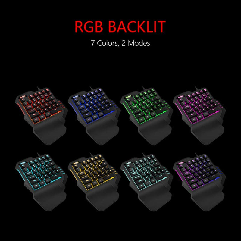 [Australia - AusPower] - RedThunder One Handed Gaming Keyboard RGB Backlit 35 Keys Portable Mini Gaming Keypad Ergonomic Game Controller for PC Gamer 