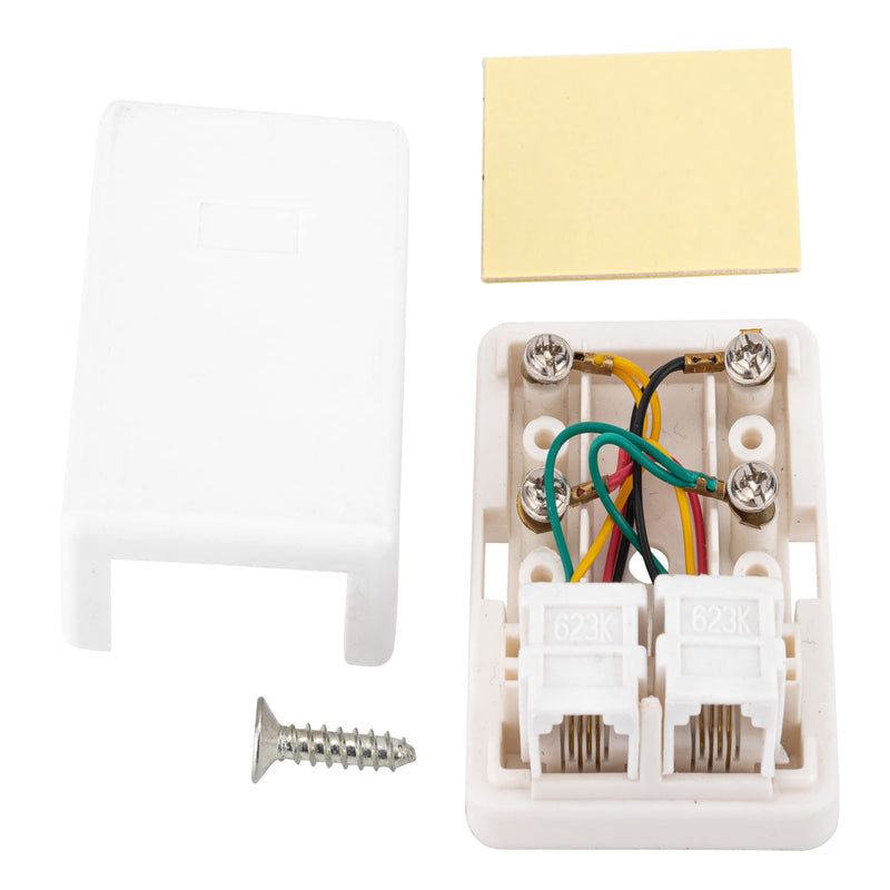 [Australia - AusPower] - Phone Jack Surface Mount Dual Port Telephone Jack Box with 2 RJ11 6P4C Female Outlets 2pack white 