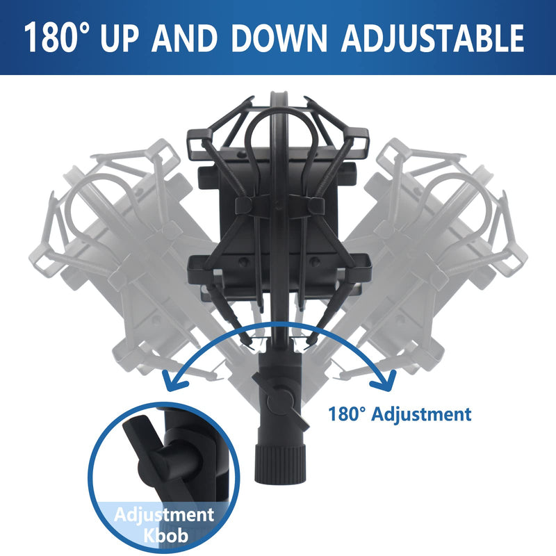 [Australia - AusPower] - Suuntok Universal Microphone Shock Mount, Mic Clip Holder Mount for Diameter 47mm-53mm Mic Anti Vibration Adjustable High Isolation Shock Mount 