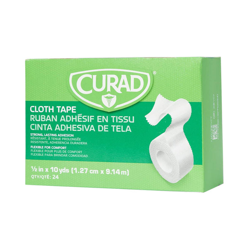 [Australia - AusPower] - CURAD Cloth Silk Adhesive Medical Tape, 1/2 Inch x 10 Yard Roll, Box of 24 