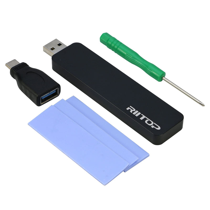 [Australia - AusPower] - M.2 to USB Enclosure, RIITOP M2 SSD to USB 3.1 (Type-A) Reader with Case Compatible with Both NVMe (PCI-e) & NGFF B+M Key (SATA) SSD [Upgraded] 
