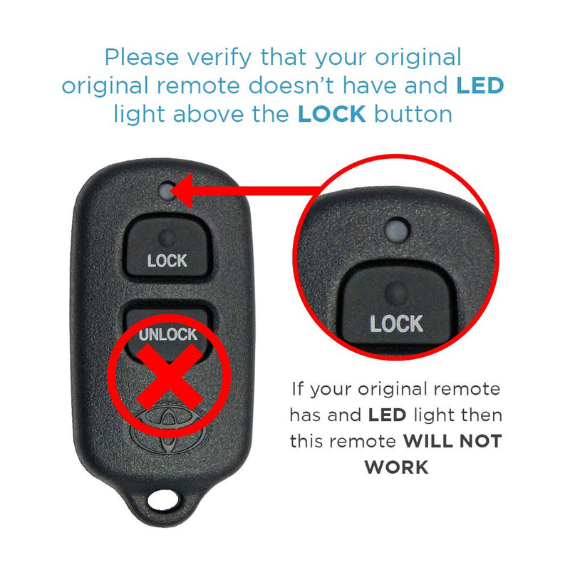 [Australia - AusPower] - Keyless2Go Replacement for New Keyless Entry Remote Car Key Fob 3 Button FCC HYQ12BBX HYQ12BAN 