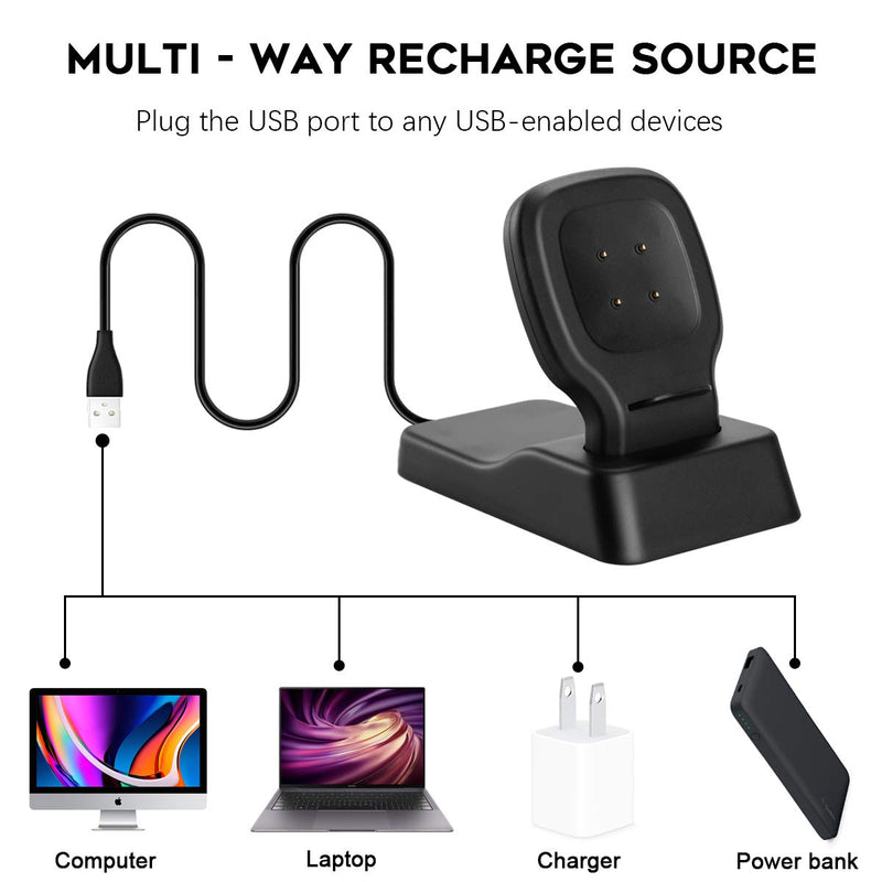 [Australia - AusPower] - Seltureone Compatible for Fitbit Sense/Versa 3 Charger, Charging Stand Dock Station Replacement USB Cable 4.3Ft Cord Accessories Cradle Base Holder for Sense Versa 3 Smartwatch (Case Friendly) 