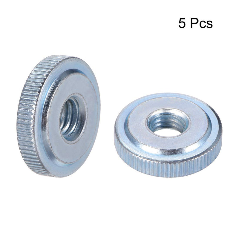 [Australia - AusPower] - uxcell Round Knurled Thumb Nuts Conector Lock Adjusting Nuts, M8 Female Threaded Thin Type, Blue Zinc Plating, Pack of 5 