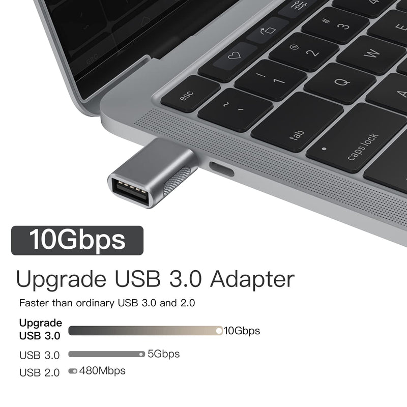 [Australia - AusPower] - Upgrade 10Gbps USB C to USB 3.0 OTG Adapter (4 Pack), AuviPal USB Type C Male to USB A Female, Thunderbolt 4/3 to USB Converter for MacBook Pro/Air, iPad, iMac and More Type C Devices - Space Grey 