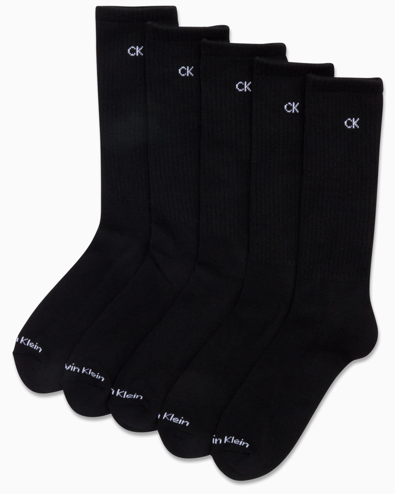 [Australia - AusPower] - Calvin Klein Men's Athletic Socks - Cushion Crew Socks (5 Pack) Black 6-12.5 