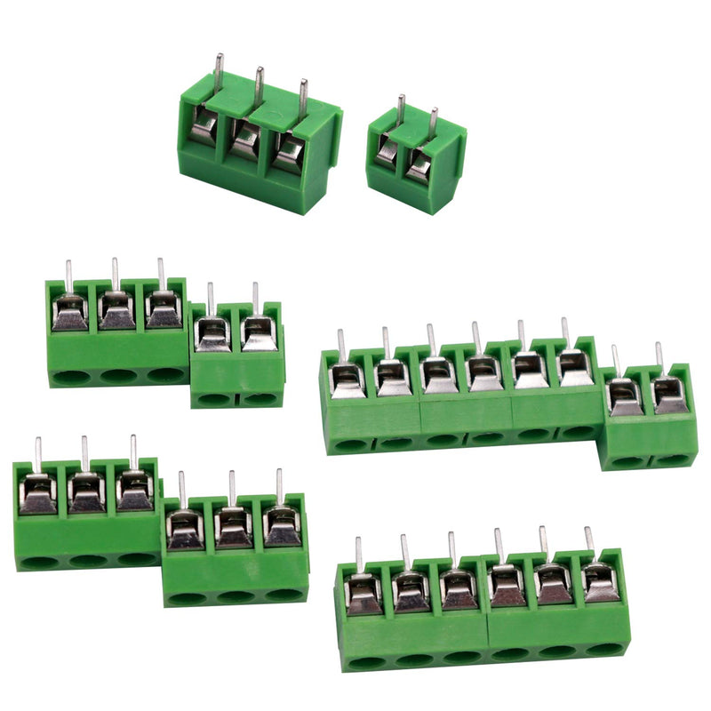 [Australia - AusPower] - Tnisesm/60pcs 2 Pin & 3 Pin 5mm/0.2inch Pitch PCB Mount Screw Terminal Block Connector (Can be Spliced) TN-T03G 