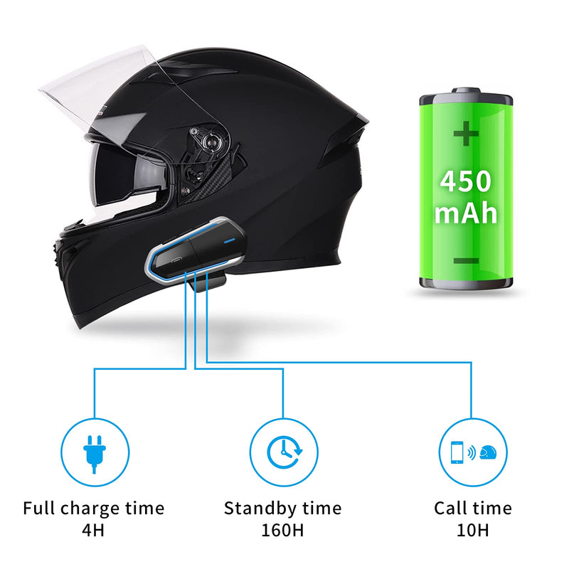 [Australia - AusPower] - Motorcycle Wireless Headset,Type-c Port Headset FM Radio/Handsfree Automatic Answer/Accounce Incoming Phone Number/HD Stereo Music Black2 