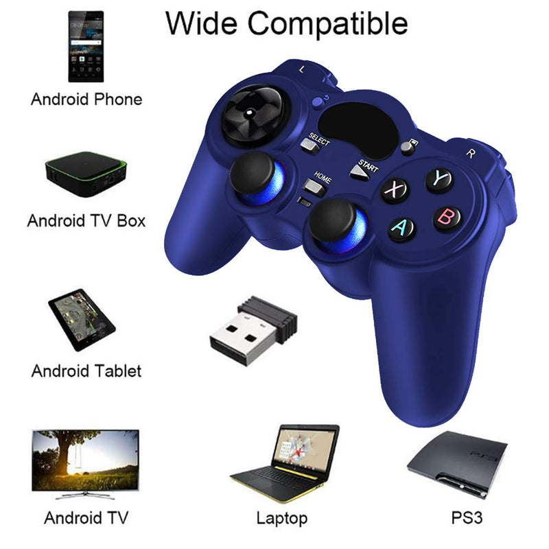 [Australia - AusPower] - USB Wireless Gaming Controller Gamepad for PC/Laptop Computer(Windows XP/7/8/10) & PS3 & Android & Steam (Blue) 