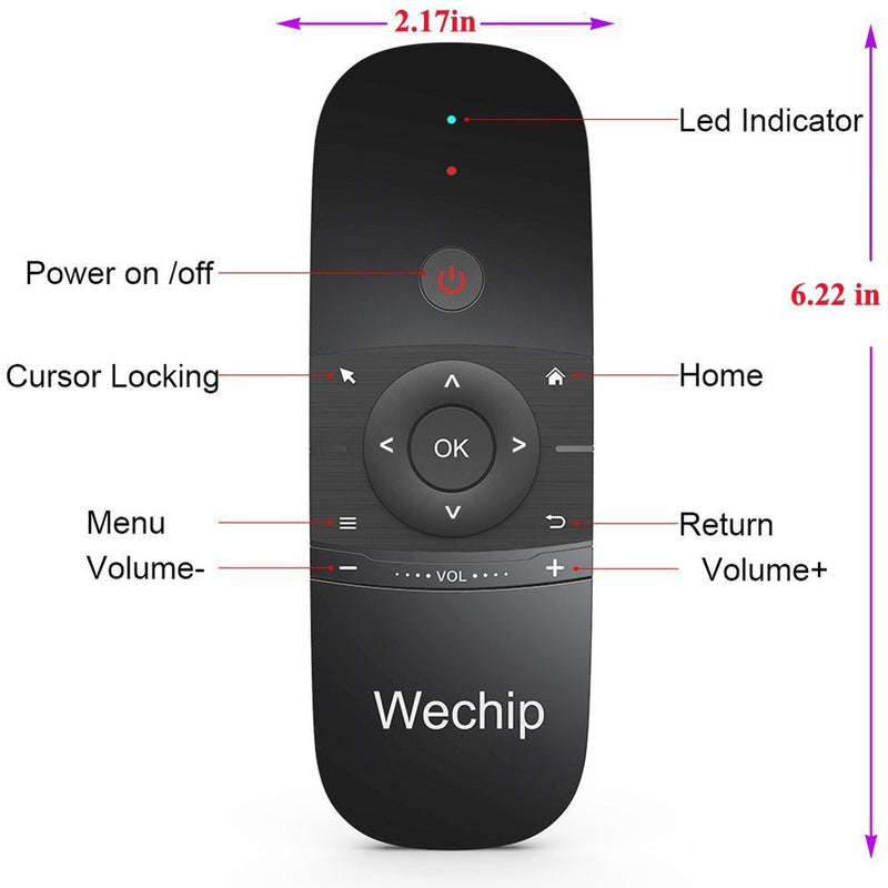 [Australia - AusPower] - WeChip W1 Remote 2.4G Wireless Keyboard Multifunctional Remote Control for Nvidia Shield/Android TV Box/PC/Projector/HTPC/All-in-one PC Black 