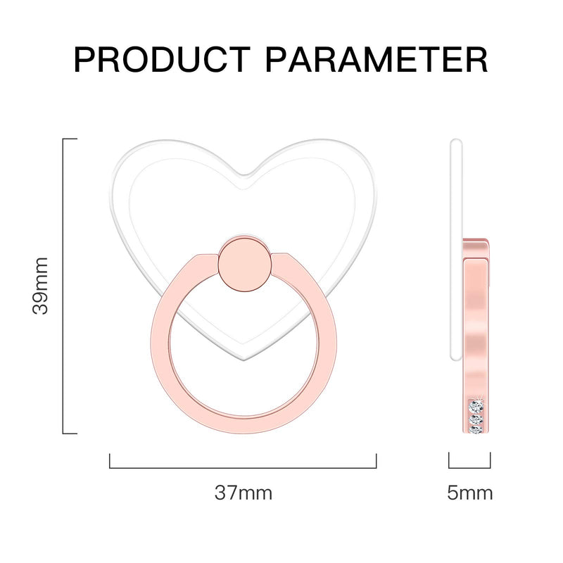 [Australia - AusPower] - YINHEXI 2 Pcs Transparent Phone Ring Stand Holder Cell Phone Ring Holder Finger Grip 360 Degree Rotation (Rose Gold & Diamond-3) Rose Gold & Diamond-3 