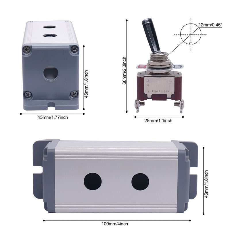 [Australia - AusPower] - Twidec/2 Gang Toggle Switch Box 16A 250V SPST 2 Position 2 Pin ON/Off Rocker Toggle Switch Black PC Wear-Resistant Handle TEN-A-2210BK-BOX-2 