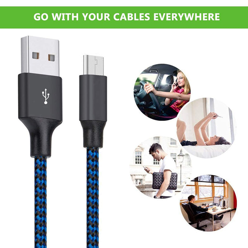 [Australia - AusPower] - Micro USB Cable, 3Pack 10FT Android Charger Cable Long Nylon Braided Sync and Fast Charging Cord Compatible with Samsung Galaxy S7 S6 Edge, Kindle, Android Smartphones, Tablets and More Blue 