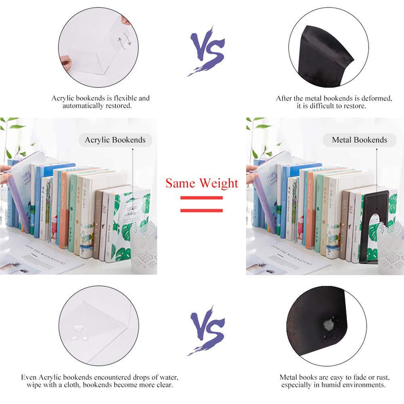 [Australia - AusPower] - MerryNine Plastic Acrylic Bookends Pair Organizer Bookshelf Decor Decorative Bedroom Library Office School Supplies Stationery Gift (Plastic Acrylic_1 Pairs) Clear 