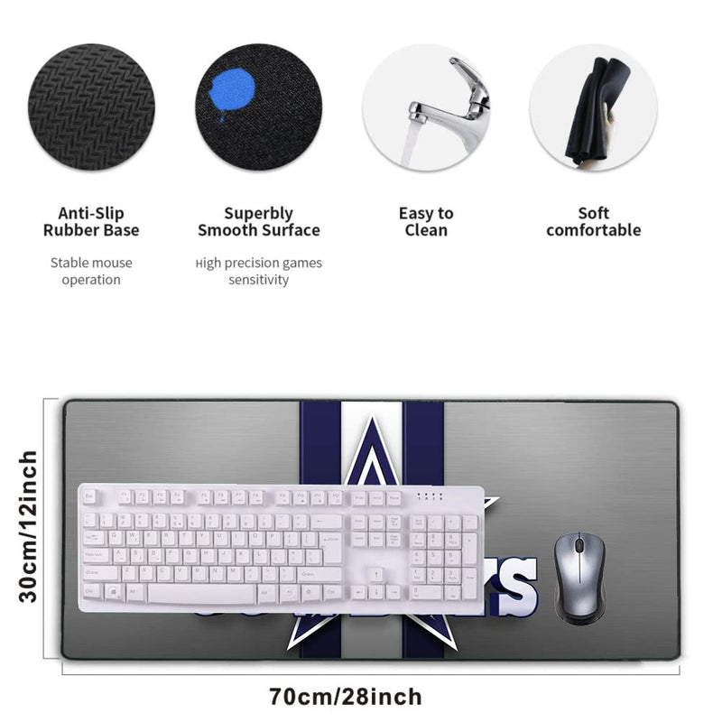 [Australia - AusPower] - Large Gaming Mouse Pad,Stitched Edges Extended Mousepad with Non-Slip Rubber Base for Laptop Computer Desktop Keyboard,Football Fans White Blue Design Mat 