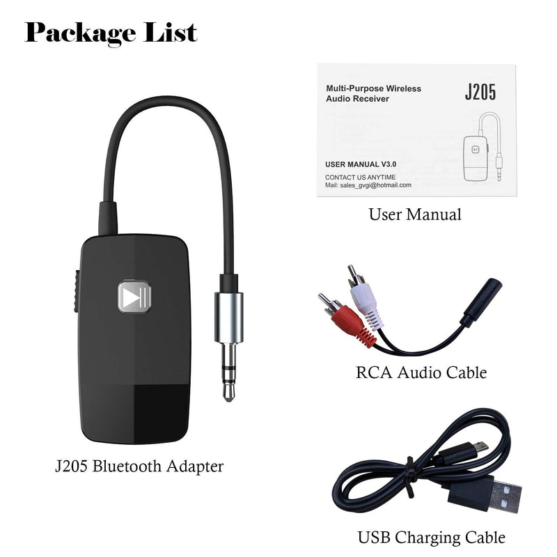 [Australia - AusPower] - iDIGMALL Advanced Bluetooth 5.0 Receiver for Home Stereo HIFI Music Streaming, Mini Wireless Audio Adapter for Car Speaker with 3.5mm RCA Aux Jack, 16 Hours Playtime, Easy to Slide ON/OFF, Multi-Point 