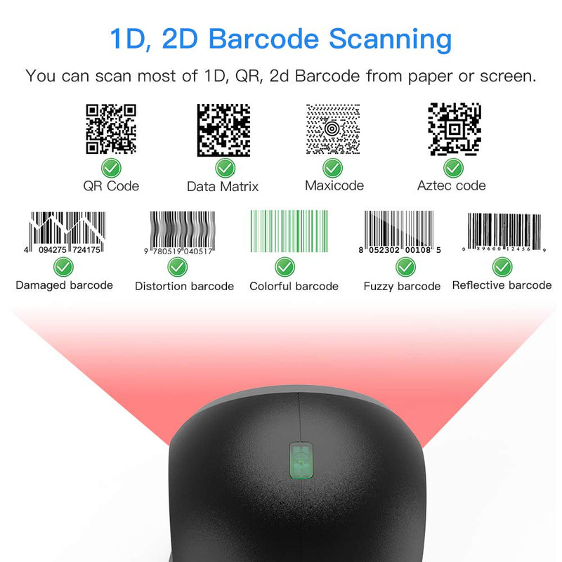 [Australia - AusPower] - Eyoyo 1D 2D Desktop Barcode Scanner, with Automatic Sensing Scanning Omnidirectional Hands-Free Barcode Reader QR Screen Scanning Platform Scanner for POS PC Supermarket Bookstore Retail Mall 