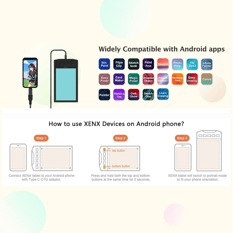 [Australia - AusPower] - XENX X1-640 Ultra-thin Graphic Drawing Tablet 6x4 inch with 8192 Pressure Levels Battery-Free Pen for Digital Art, Design, E-learning/Online Classes, OSU Gaming, Compatible with Windows, Mac & Android 